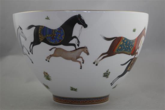 A Hermes Cheval dOrient pattern punch bowl, modern, 26.5cm diam., complete with original box